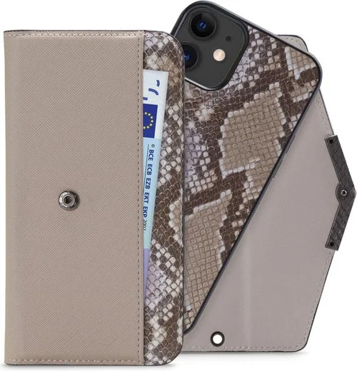 Mobilize Velvet Clutch Apple iPhone 12 / 12 Pro Hoesje Beige Snake afbeelding 3