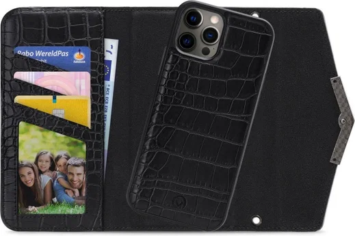 Mobilize Velvet Clutch Apple iPhone 12 / 12 Pro Hoesje Black Croco afbeelding 1