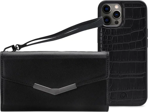 Mobilize Velvet Clutch Apple iPhone 12 / 12 Pro Hoesje Black Croco afbeelding 5