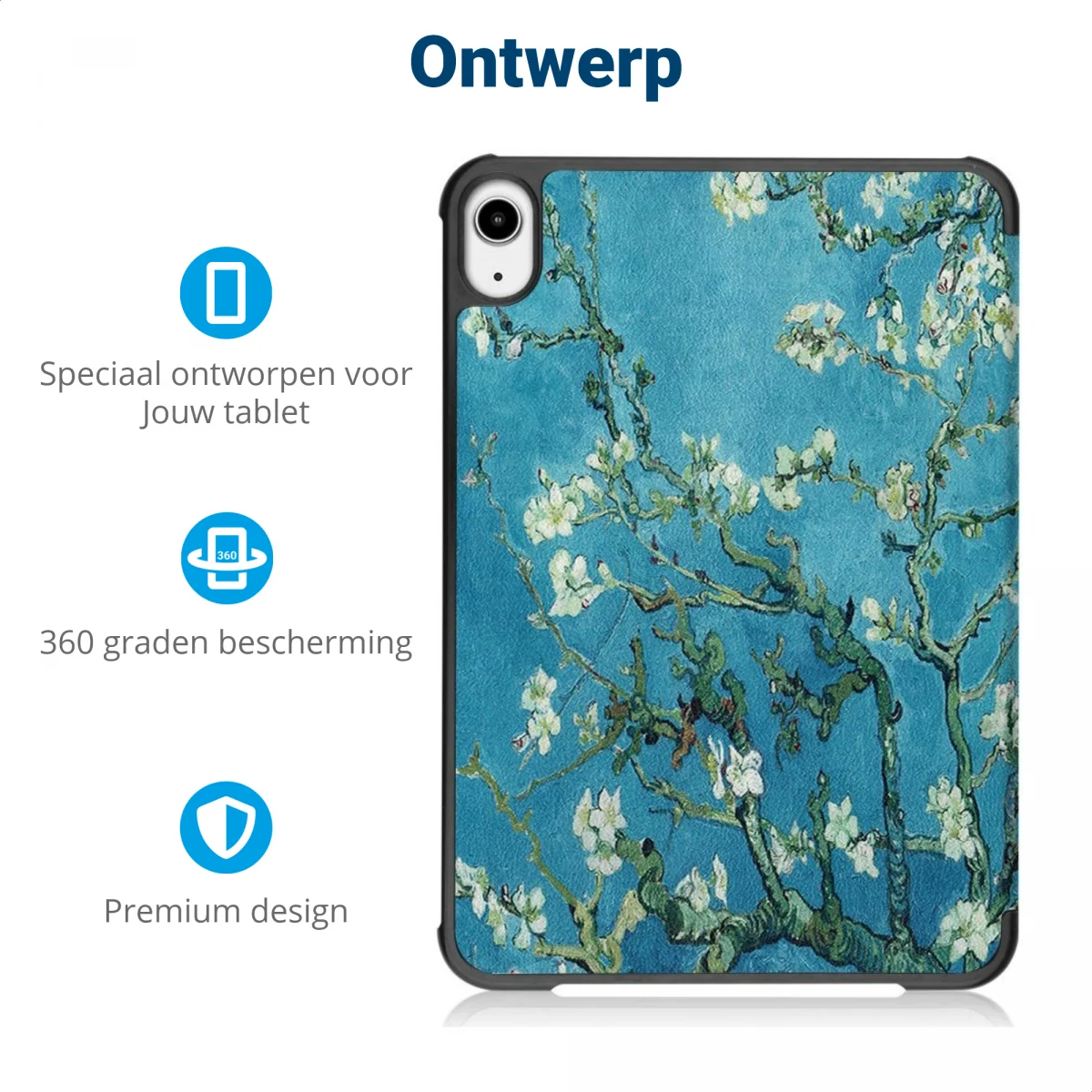 Apple iPad Mini 7 / 6 Hoes Tri-Fold Book Case met Blossom Print afbeelding 3