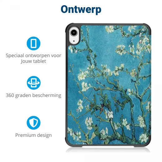 Apple iPad Mini 7 / 6 Hoes Tri-Fold Book Case met Blossom Print afbeelding 3