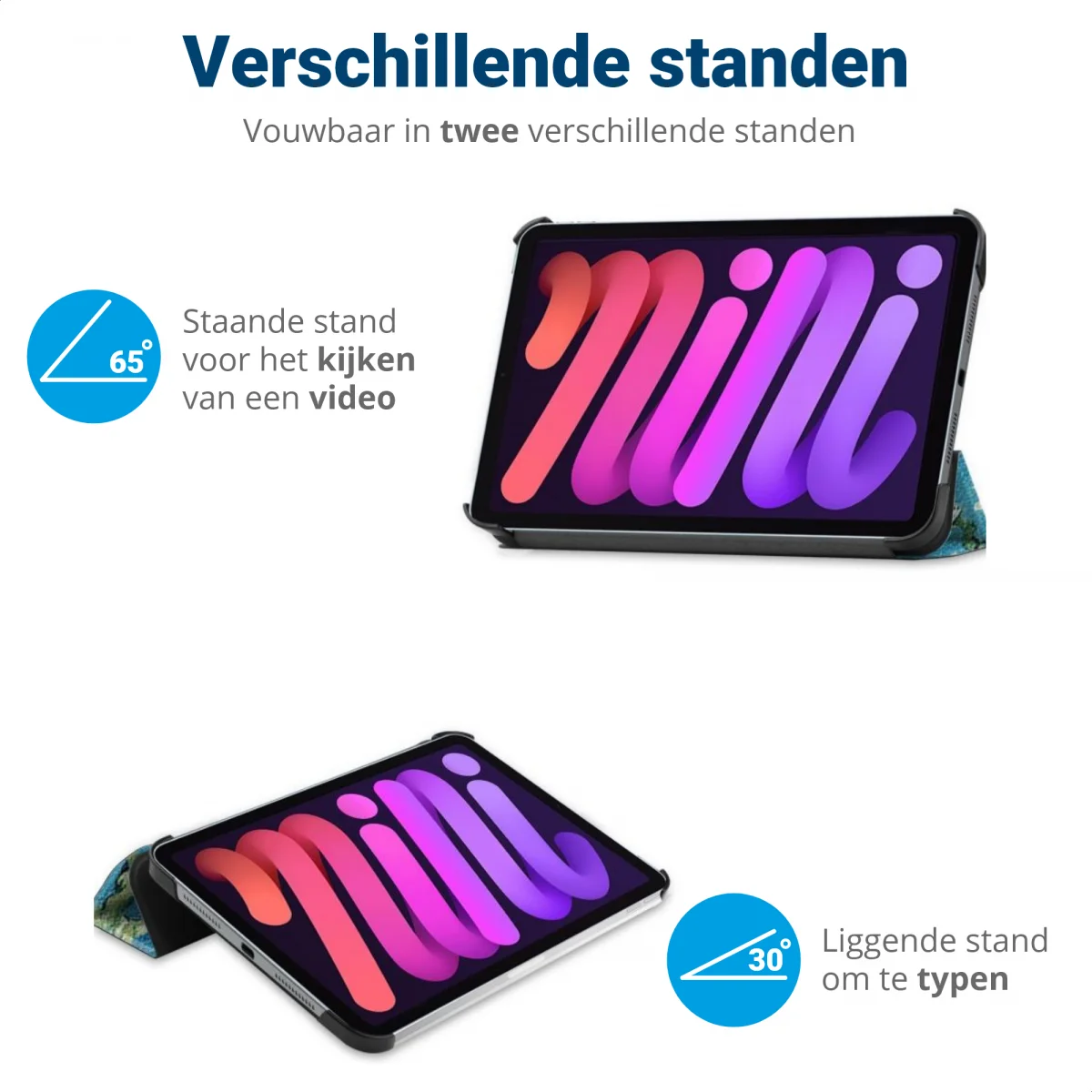 Apple iPad Mini 7 / 6 Hoes Tri-Fold Book Case met Blossom Print afbeelding 5