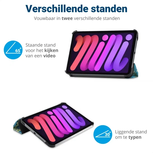 Apple iPad Mini 7 / 6 Hoes Tri-Fold Book Case met Blossom Print afbeelding 5