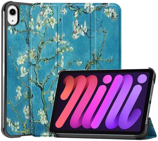 Apple iPad Mini 7 / 6 Hoes Tri-Fold Book Case met Blossom Print afbeelding 1