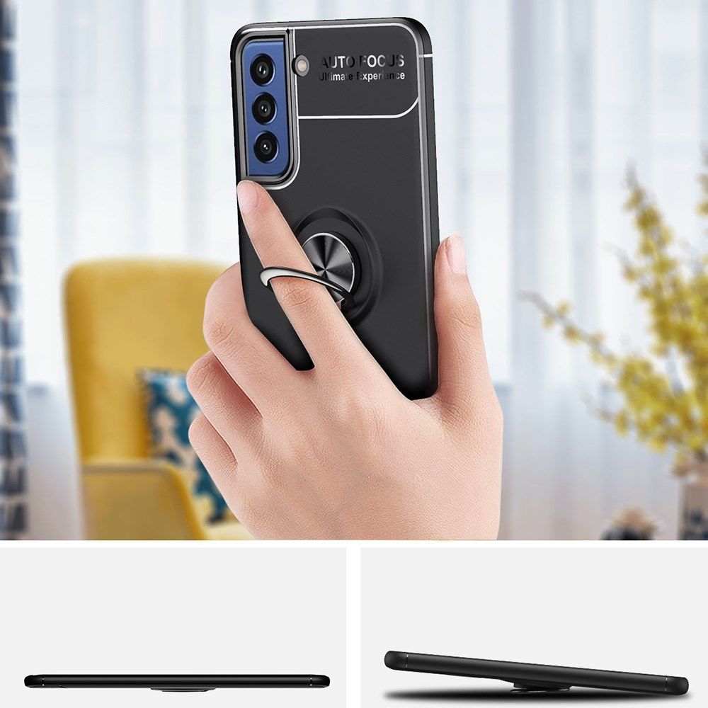 Samsung Galaxy S21 FE Hoesje met Ring Magneet Kickstand Blauw afbeelding 11
