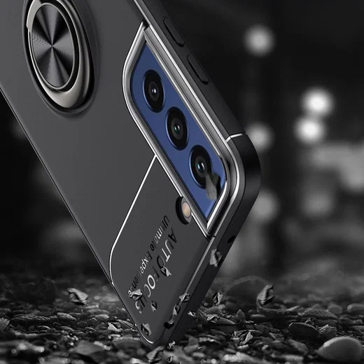 Samsung Galaxy S21 FE Hoesje met Ring Magneet Kickstand Blauw afbeelding 14