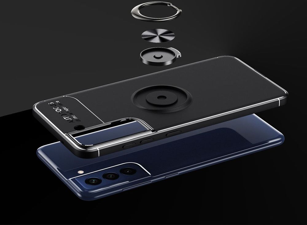 Samsung Galaxy S21 FE Hoesje met Ring Magneet Kickstand Blauw afbeelding 8