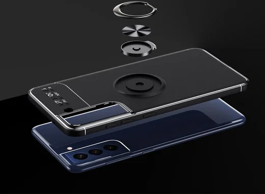 Samsung Galaxy S21 FE Hoesje met Ring Magneet Kickstand Blauw afbeelding 8