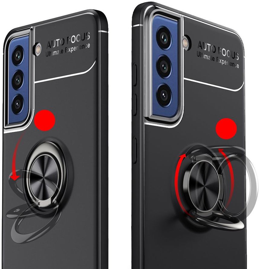 Samsung Galaxy S21 FE Hoesje met Ring Magneet Kickstand Blauw afbeelding 9