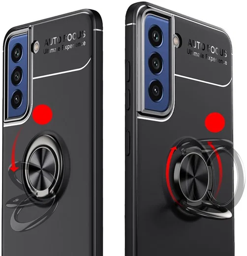 Samsung Galaxy S21 FE Hoesje met Ring Magneet Kickstand Blauw afbeelding 9