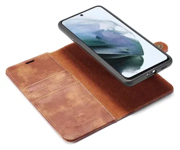Samsung Galaxy S21 FE Hoesje 2-in-1 Book Case en Back Cover Bruin