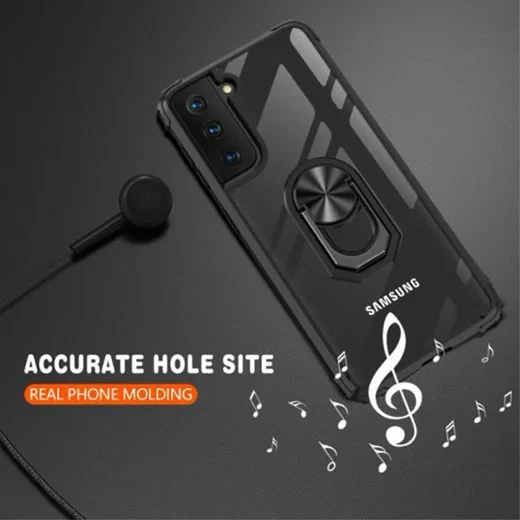 Samsung Galaxy S21 FE Hoesje met Ring Kickstand Zwart afbeelding 6