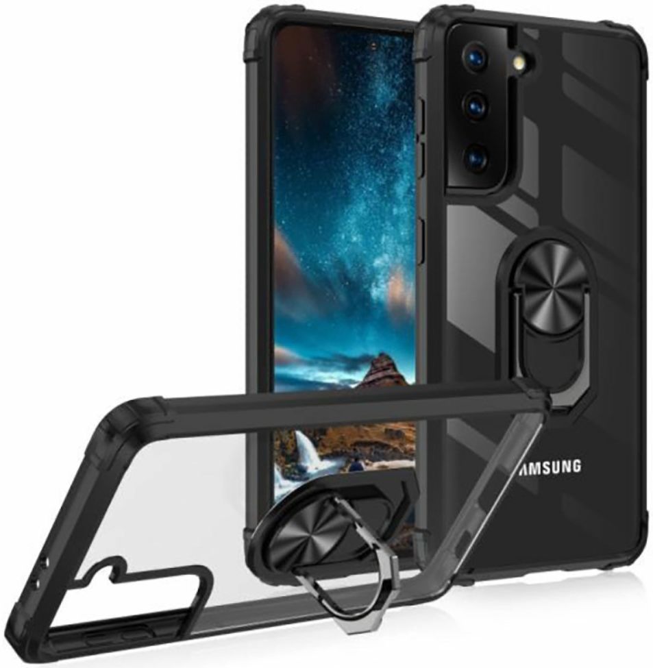 Samsung Galaxy S21 FE Hoesje met Ring Kickstand Zwart afbeelding 8