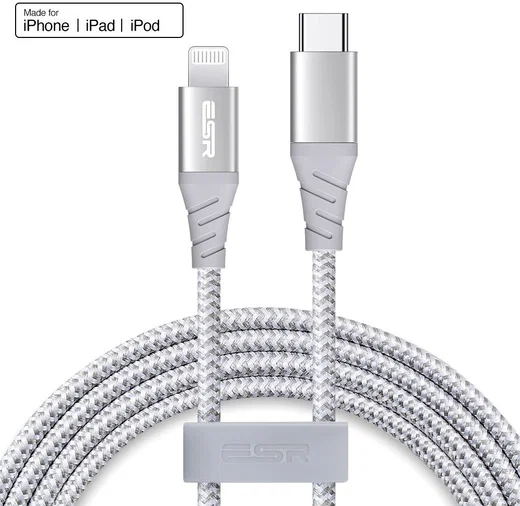 ESR USB-C naar Apple Lightning Snellaad Kabel MFi 1M Wit afbeelding 4