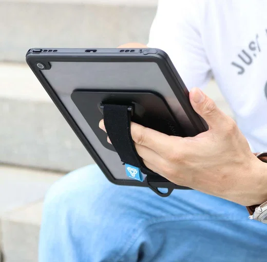 Armor-X iPad 10.2 (2019/2020/2021) Hoes met Screen Protector en Handriem Zwart afbeelding 1