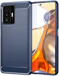 Xiaomi 11T/11T Pro Hoesje Geborsteld TPU Back Cover Blauw afbeelding