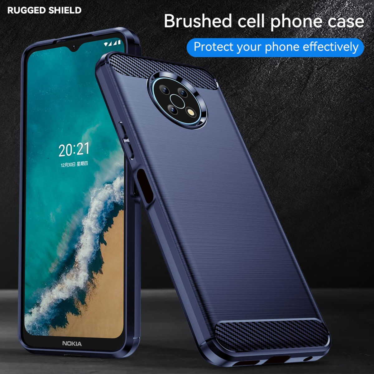 Nokia G50 Hoesje Geborsteld TPU Flexibele Back Cover Blauw afbeelding 6
