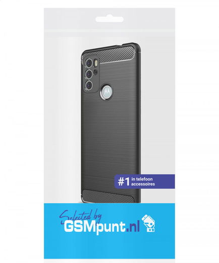 Motorola Moto G60S Hoesje Geborsteld TPU Back Cover Zwart afbeelding 3
