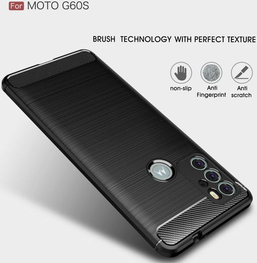 Motorola Moto G60S Hoesje Geborsteld TPU Back Cover Zwart afbeelding 5