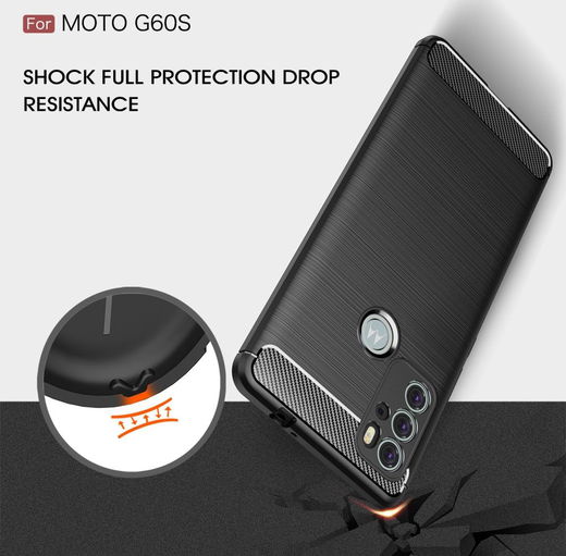 Motorola Moto G60S Hoesje Geborsteld TPU Back Cover Zwart afbeelding 6