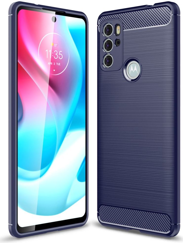 Motorola Moto G60S Hoesje Geborsteld TPU Back Cover Blauw afbeelding 4