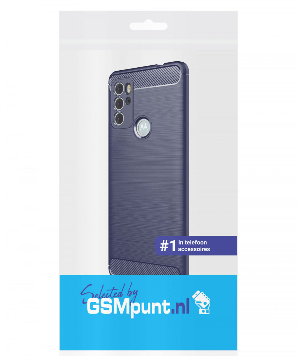Motorola Moto G60S Hoesje Geborsteld TPU Back Cover Blauw afbeelding 3