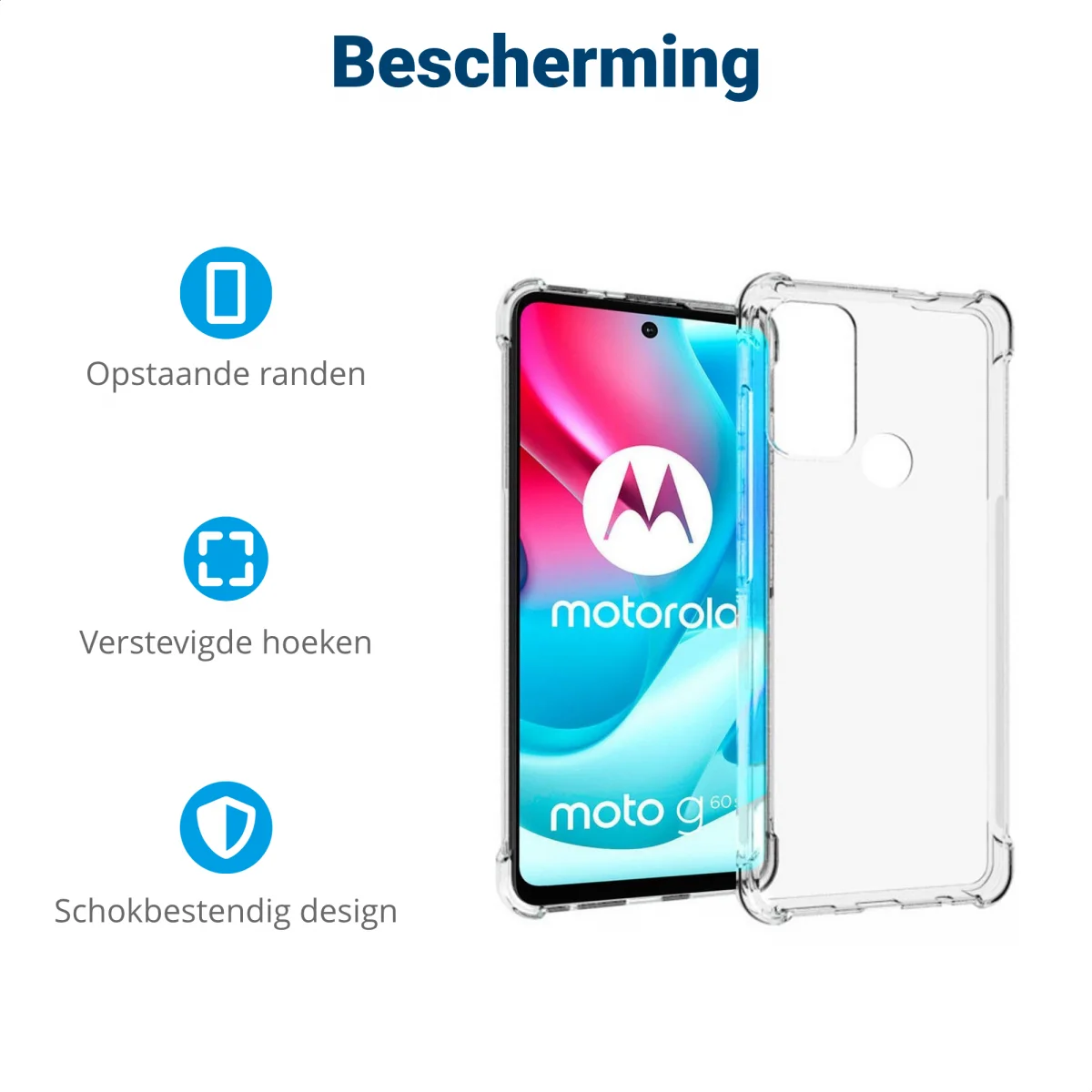 Motorola Moto G60S Hoesje Schokbestendig TPU Back Cover Transparant afbeelding 4