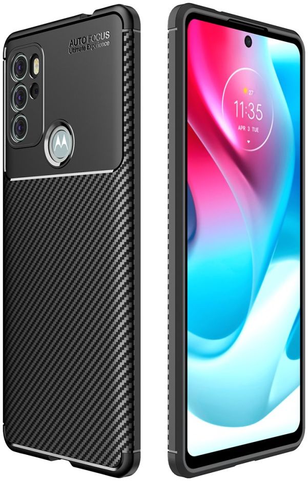 Motorola Moto G60S Hoesje Siliconen Carbon TPU Back Cover  Zwart afbeelding 11