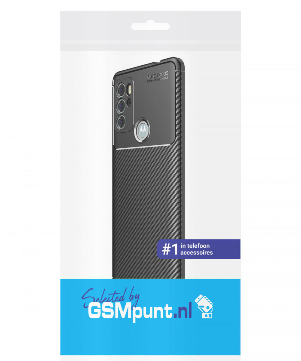 Motorola Moto G60S Hoesje Siliconen Carbon TPU Back Cover  Zwart afbeelding 4