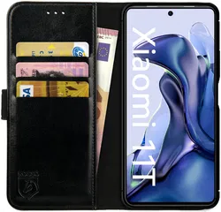 Rosso Element Xiaomi 11T/11T Pro Hoesje Book Cover Wallet Zwart afbeelding