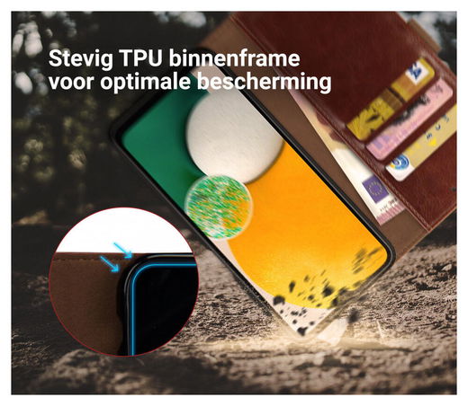 Rosso Element Samsung Galaxy A13 5G/A04s Hoesje Book Cover Bruin afbeelding 5