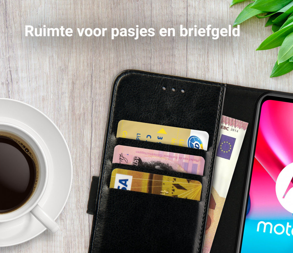 Rosso Element Motorola Moto G60S Hoesje Book Cover Wallet Zwart afbeelding 5