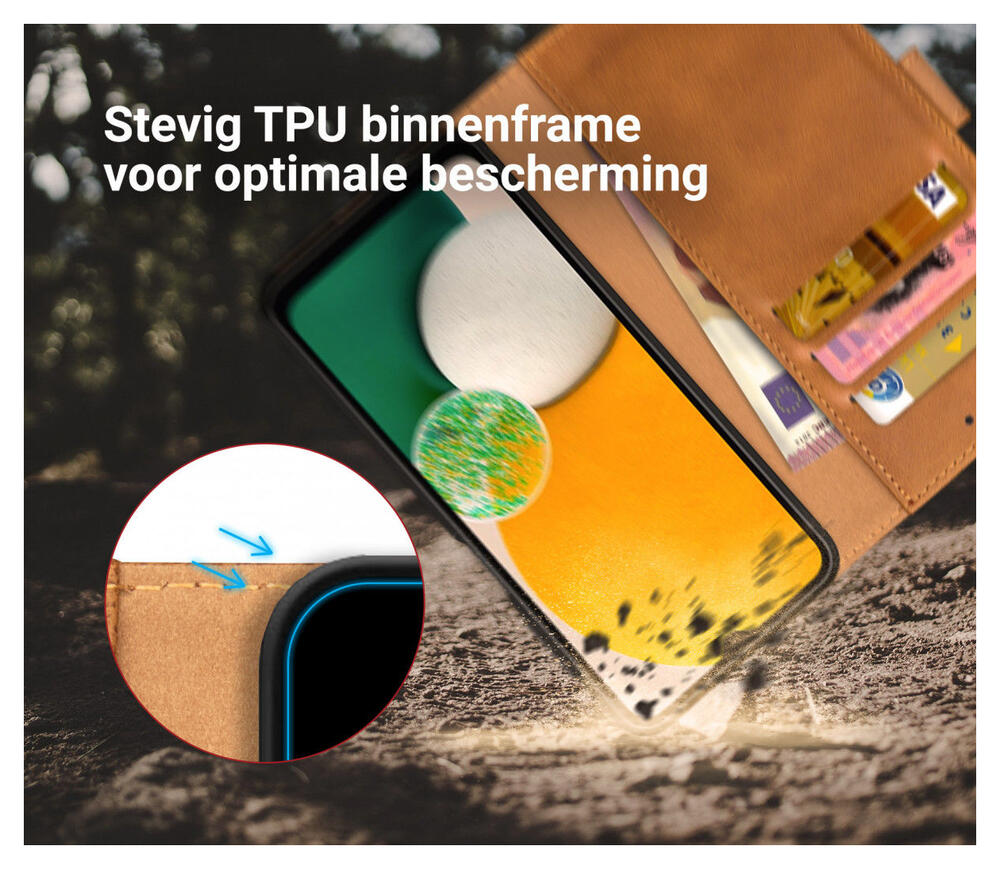 Rosso Element Samsung Galaxy A13 5G/A04s Hoesje Book Cover Lichtbruin afbeelding 3