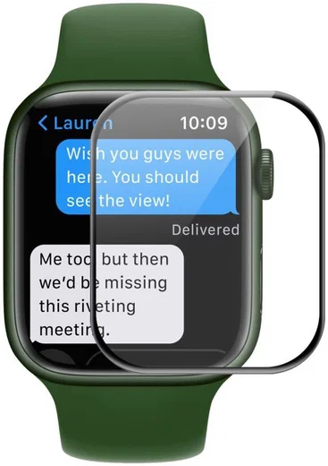 Apple Watch 7 / 8 / 9 45MM Screenprotector - 3D Soft TPU - Zwart afbeelding 1