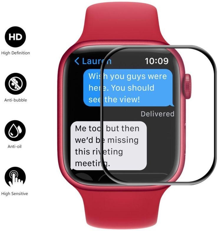 Apple Watch 7 / 8 / 9 45MM Screenprotector - 3D Soft TPU - Zwart afbeelding 3