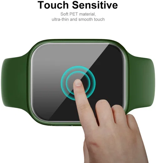 Apple Watch 7 / 8 / 9 45MM Screenprotector - 3D Soft TPU - Zwart afbeelding 5
