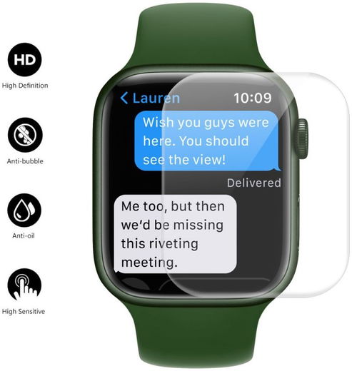 Apple Watch 7/8/9 41MM Screenprotector - 3D Soft TPU - Clear (2-Pack) afbeelding 3