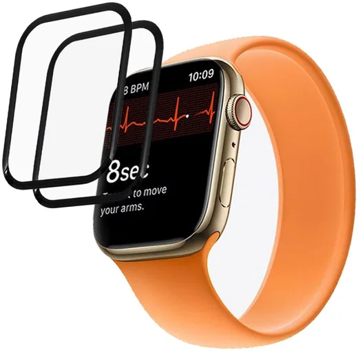Apple Watch 7 / 8 / 9 45MM Screenprotector - 3D Folie - Zwart (2-Pack) afbeelding 1