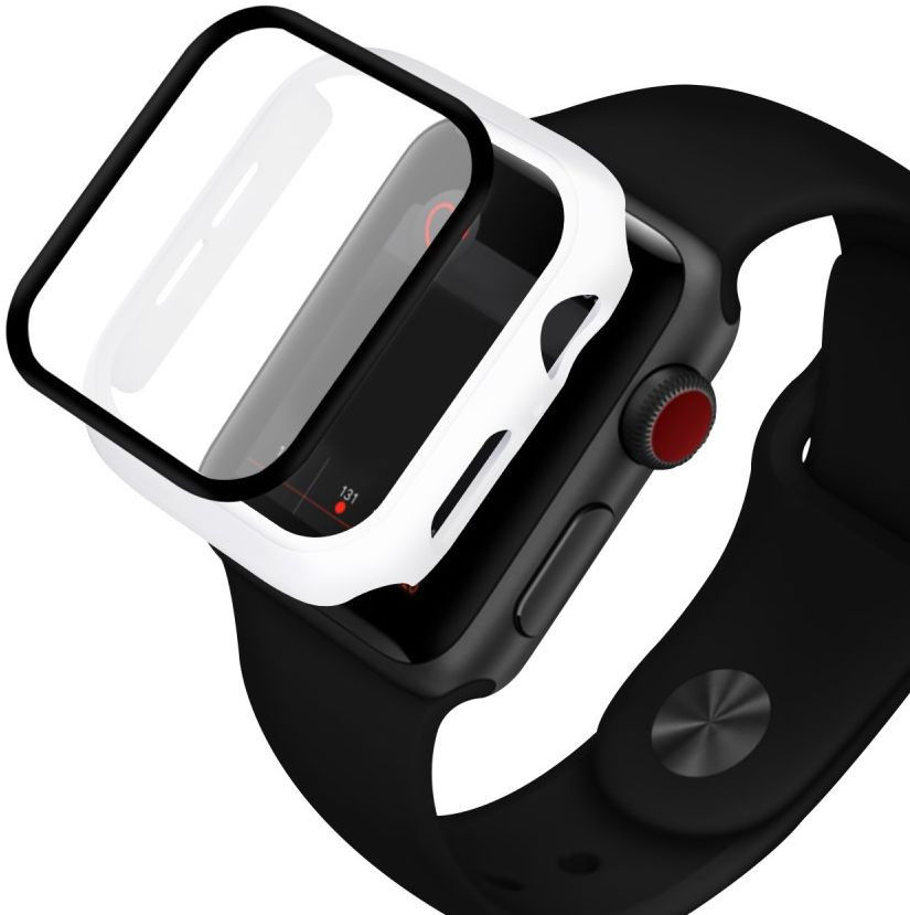 Apple Watch 7/8/9 41MM Hoesje - Hard Plastic Bumper - Tempered Glass - Wit afbeelding 1
