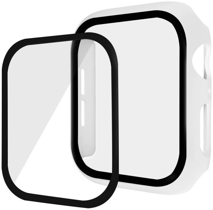 Apple Watch 7/8/9 41MM Hoesje - Hard Plastic Bumper - Tempered Glass - Wit afbeelding 2