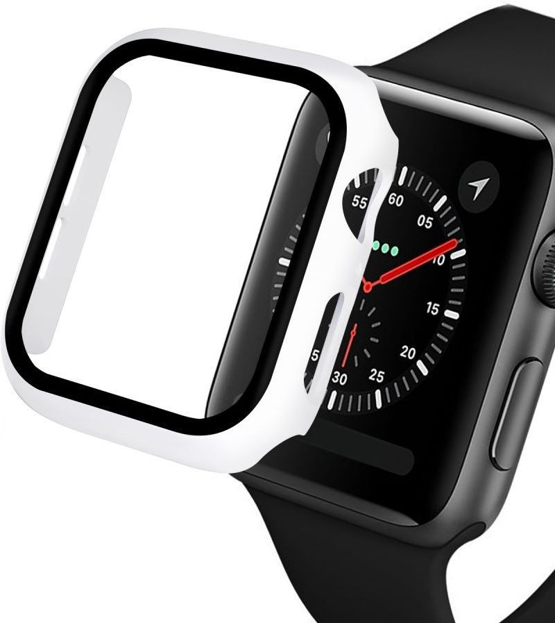 Apple Watch 7/8/9 41MM Hoesje - Hard Plastic Bumper - Tempered Glass - Wit afbeelding 5