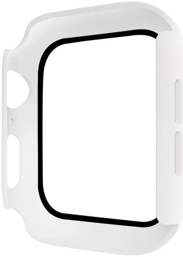 Apple Watch 7/8/9 41MM Hoesje - Hard Plastic Bumper - Tempered Glass - Wit afbeelding 6