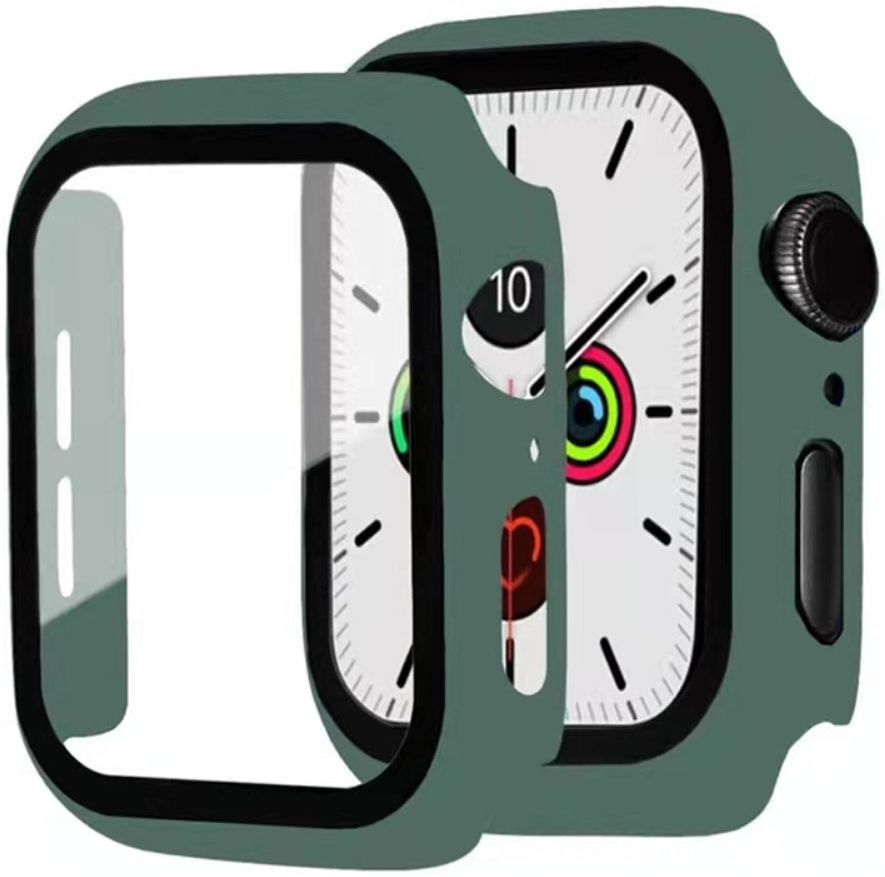 Apple Watch 7/8/9 45MM Hoesje met Tempered Glass - Plastic Bumper - Groen afbeelding 1