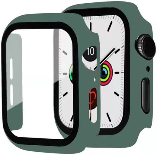 Apple Watch 7/8/9 45MM Hoesje met Tempered Glass - Plastic Bumper - Groen afbeelding 1