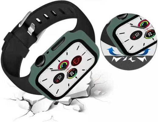 Apple Watch 7/8/9 45MM Hoesje met Tempered Glass - Plastic Bumper - Groen afbeelding 2