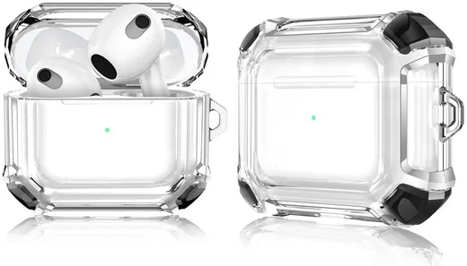 Apple AirPods 3 Hoesje TPU Case Transparant / Zwart afbeelding 1