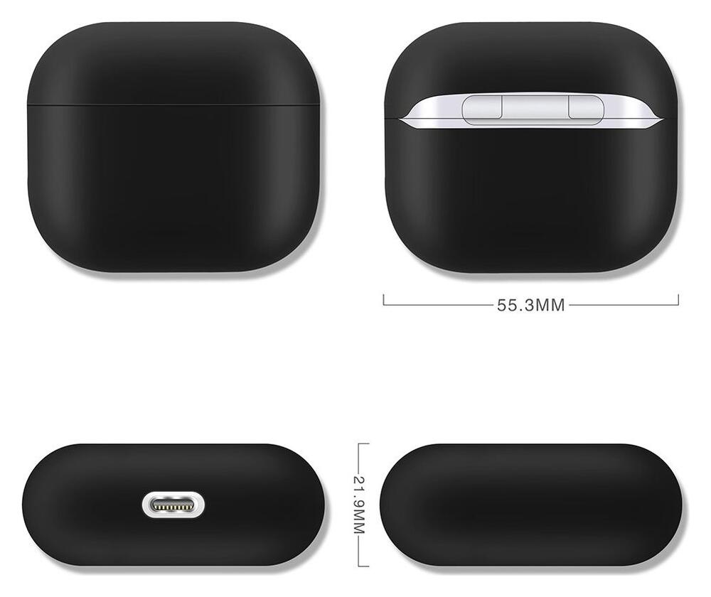 Apple AirPods 3 Flexibel Zacht Siliconen Hoesje Zwart afbeelding 4