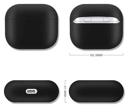Apple AirPods 3 Flexibel Zacht Siliconen Hoesje Zwart afbeelding 4