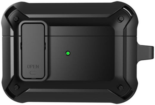 Apple AirPods 3 Hoesje Shockproof Cover met Karabijnhaak Zwart afbeelding 1