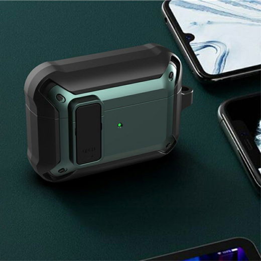 Apple AirPods 3 Hoesje Shockproof Cover met Karabijnhaak Zwart afbeelding 5